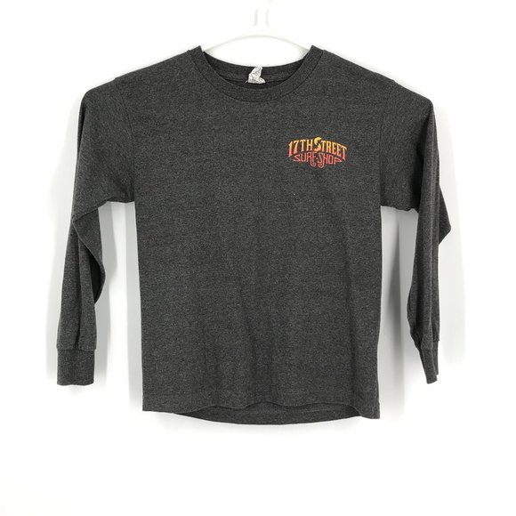 VINTAGE 17th Street Surf Shop Shirt Youth Boys Medium Gray Long Sleeve Pullover - Picture 2 of 16